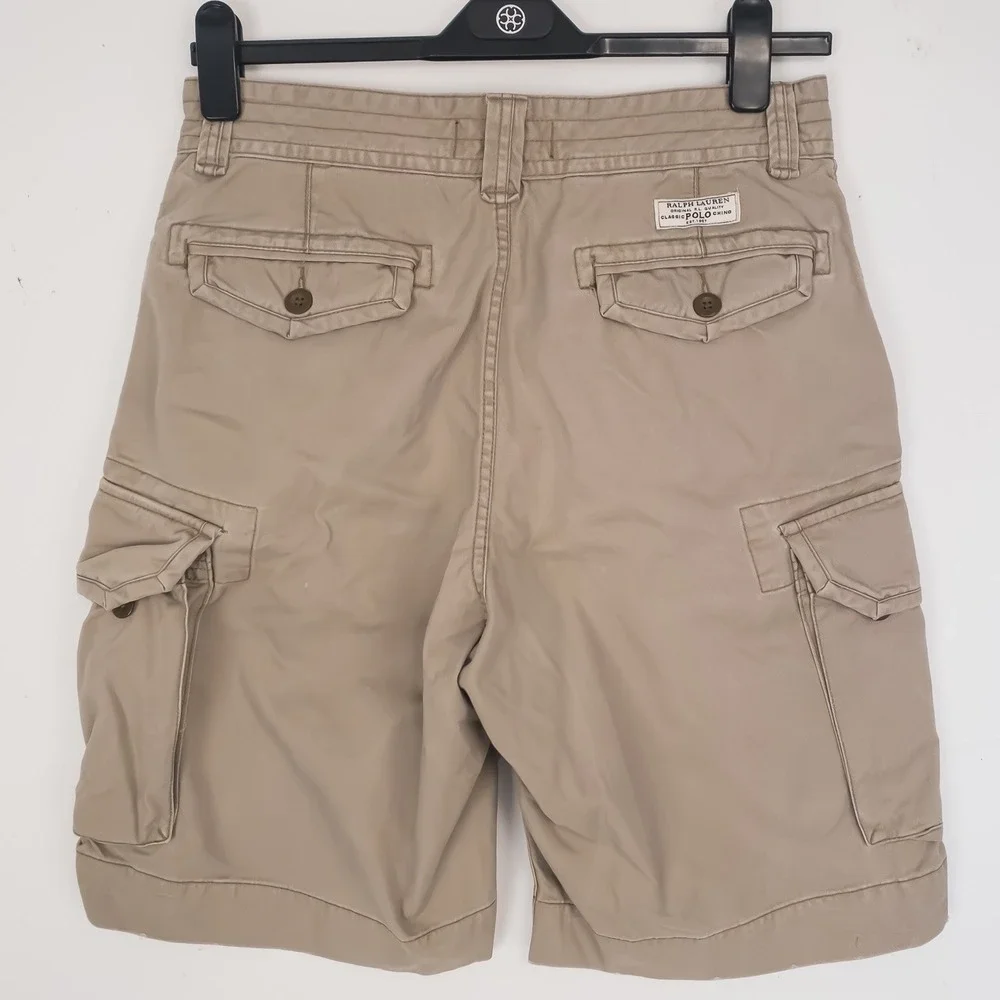 Polo Ralph Lauren Mens Cargo Shorts 32 Tan Classic Polo Chino Cotton FITS 31